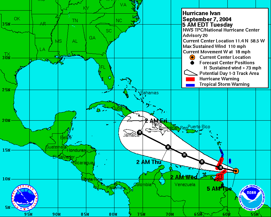 Hurricane Ivan Tracking Chart