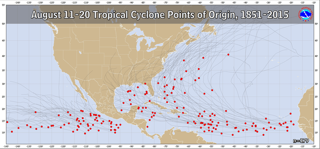  August 11-20 Tropical Cyclone Genesis Climatology