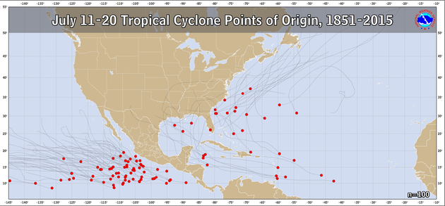  July 11-20 Tropical Cyclone Genesis Climatology