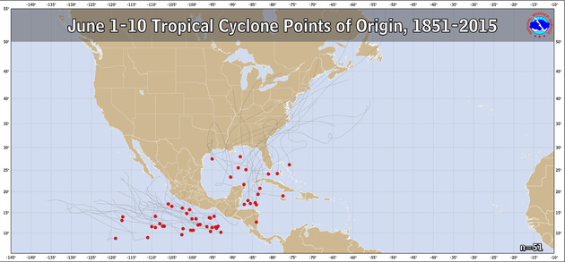  June 1-10 Tropical Cyclone Genesis Climatology
