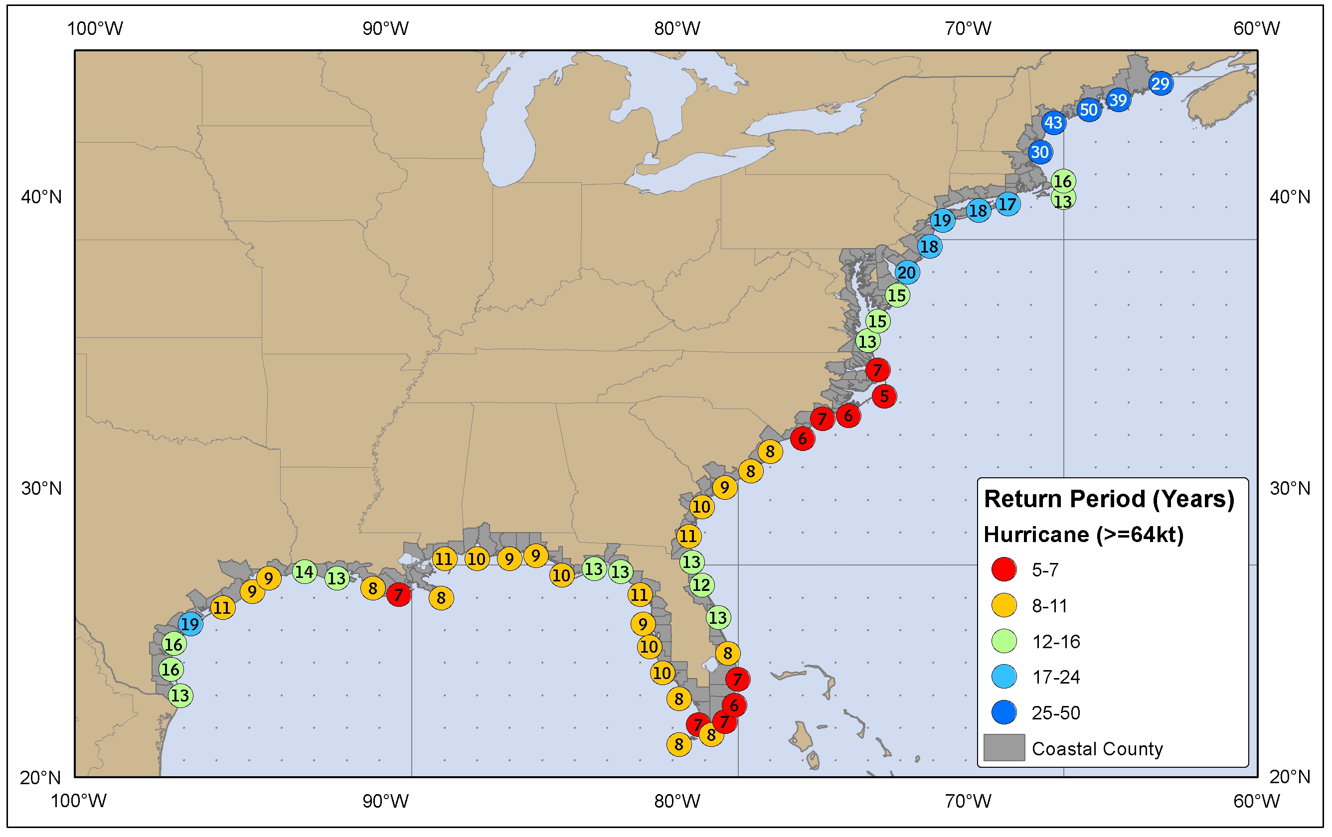 Hurricane Return Period in Years