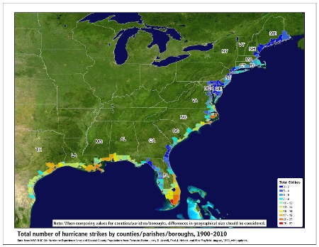 Total Hurricane Strikes 1900-2010