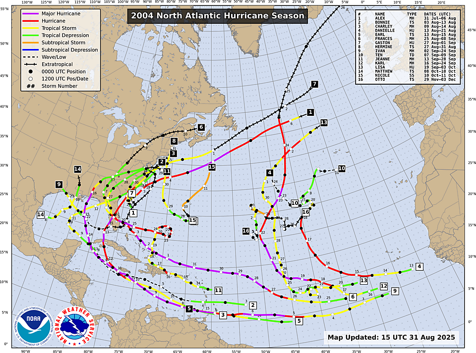 Track Map for North Atlantic Season 2004