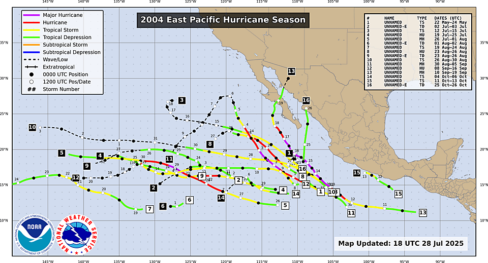 Track Map for East Pacific Season 2004