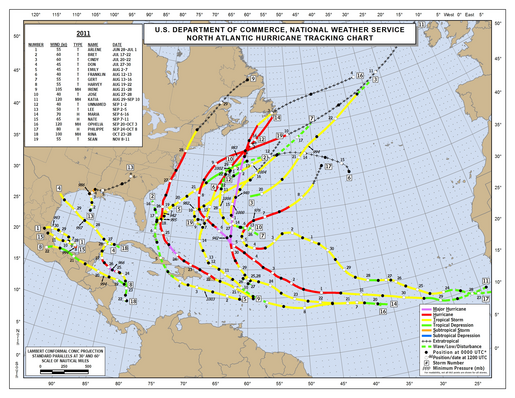 2011 North Atlantic Hurricane Season Track Map