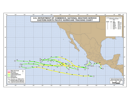 2003 Eastern North Pacific Hurricane Season Track Map