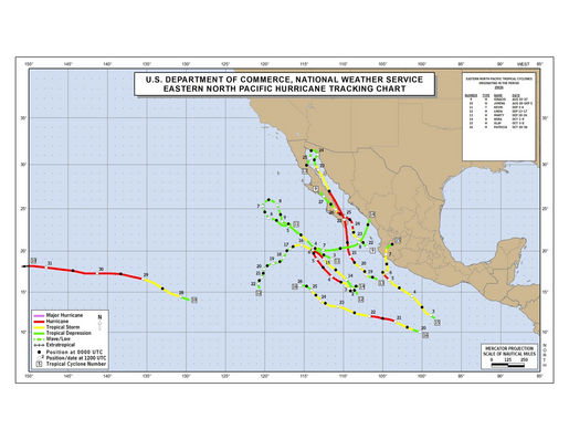 2003 Eastern North Pacific Hurricane Season Track Map Part b