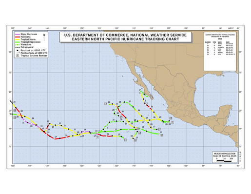 2005 Eastern North Pacific Hurricane Season Track Map Part b