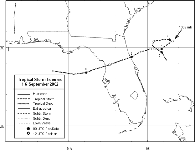 Tropical Storm Edouard (2002) Track