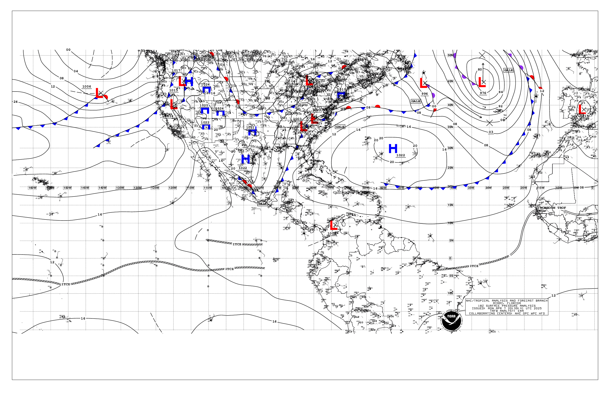 Evening Surface Analysis -- click to enlarge