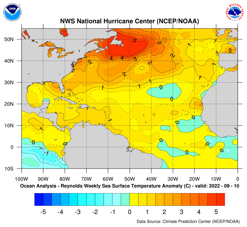 Anomalía de temperatura en el Atlántico norte