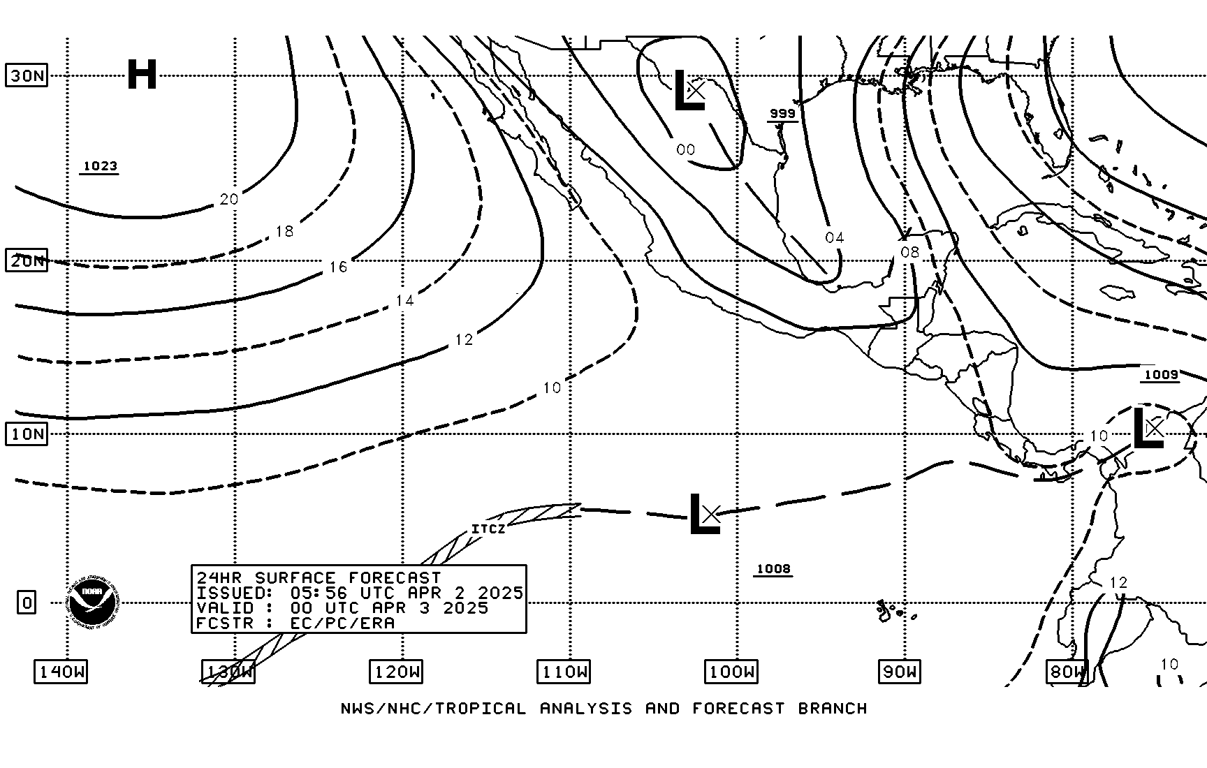 Tropical Surface Analysis Chart