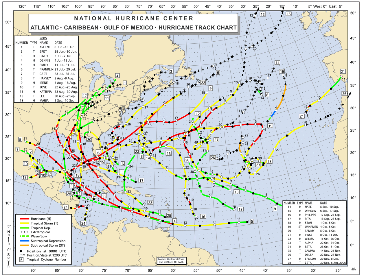 Atlantic Hurricane Tracking Chart Answers