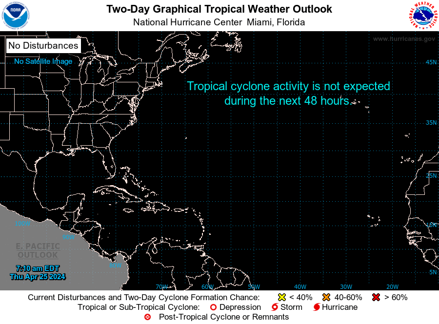 NHC Graphical Tropical Weather Outlook. Please be patient while the latest image loads.