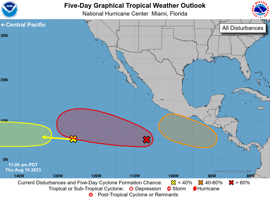 Pacific Graphical Tropical Weather Outlook from National Hurricane center Miami florida