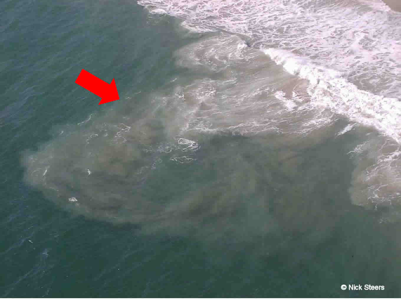 Image of rip current from above.