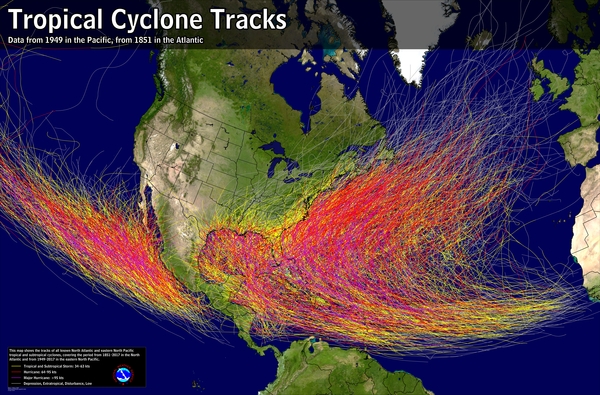 [Tropical Cyclone History Map for Atlantic and Eastern Pacific]