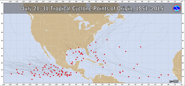  July 21-31 Tropical Cyclone Genesis Climatology