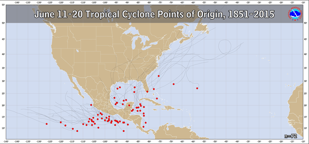  June 11-20 Tropical Cyclone Genesis Climatology