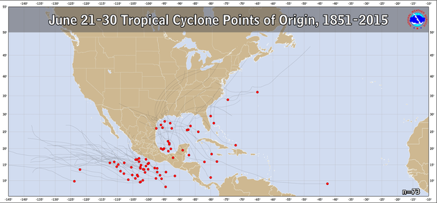  June 21-30 Tropical Cyclone Genesis Climatology