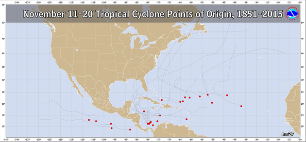  November 11-20 Tropical Cyclone Genesis Climatology