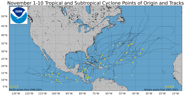  November 1-10 Tropical Cyclone Genesis Climatology