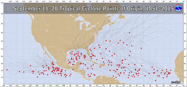  September 11-20 Tropical Cyclone Genesis Climatology