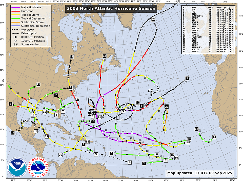 Track Map for North Atlantic Season 2003