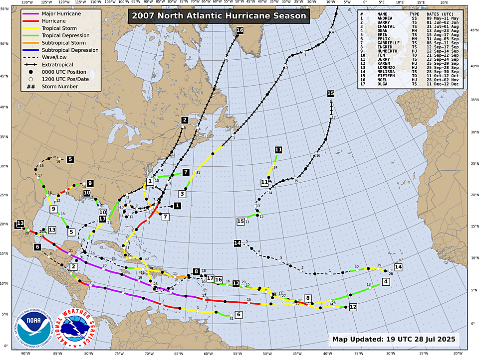 Track Map for North Atlantic Season 2007