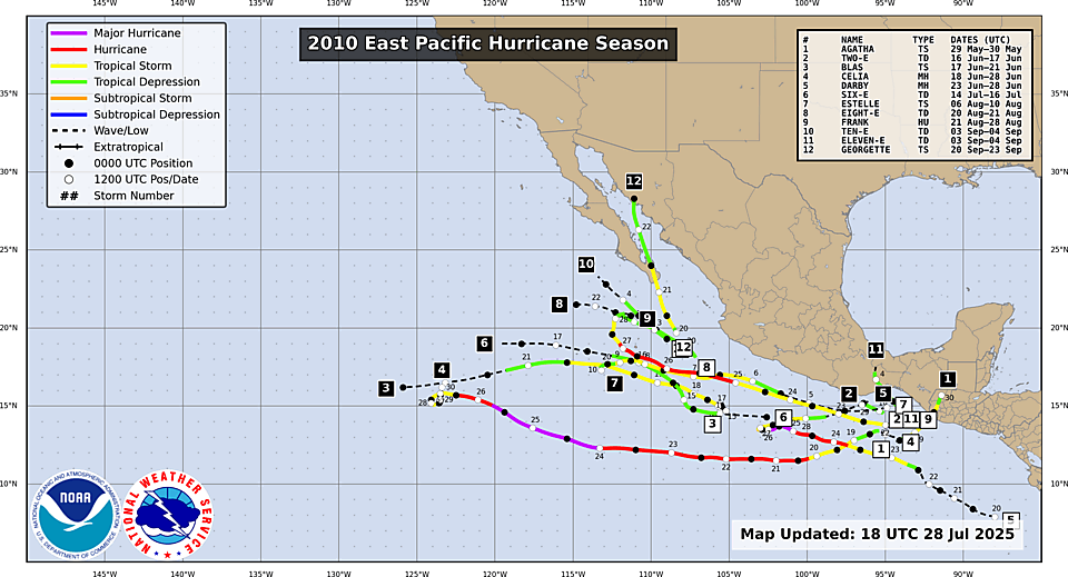 Track Map for East Pacific Season 2010
