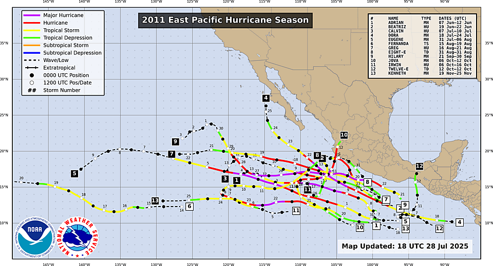 Track Map for East Pacific Season 2011