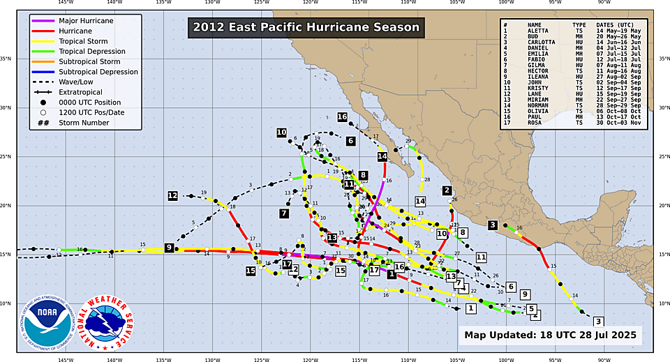 Track Map for East Pacific Season 2012