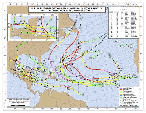 2010 North Atlantic Hurricane Season Track Map