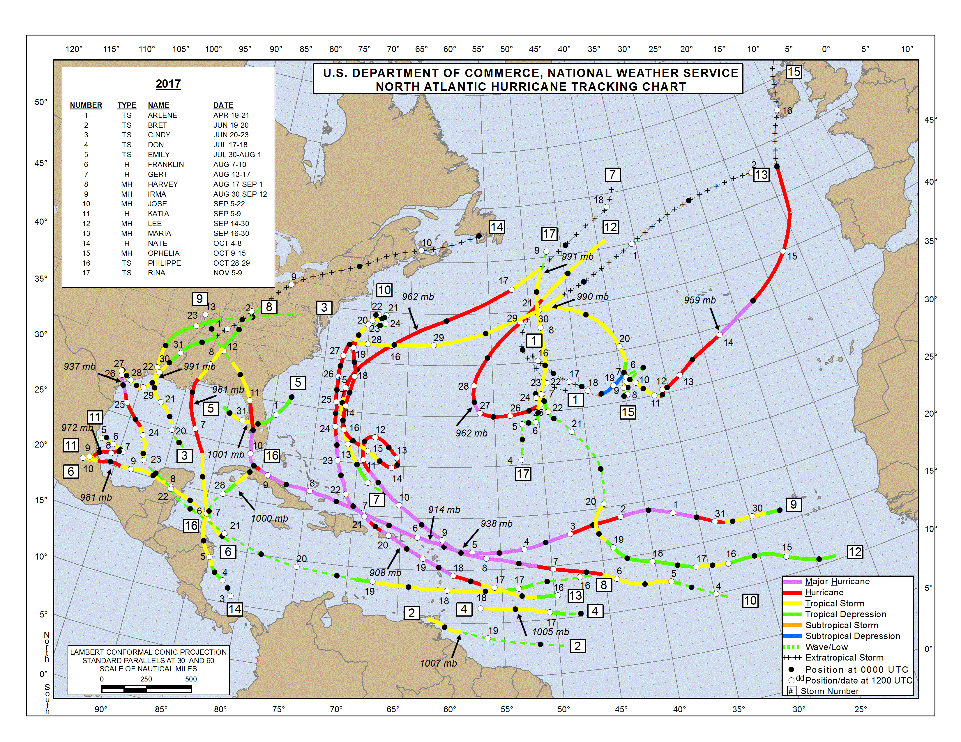 Atlantic Ocean Tropical Weather Map 