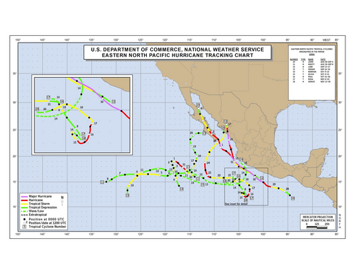 2006 Eastern North Pacific Hurricane Season Track Map Part b