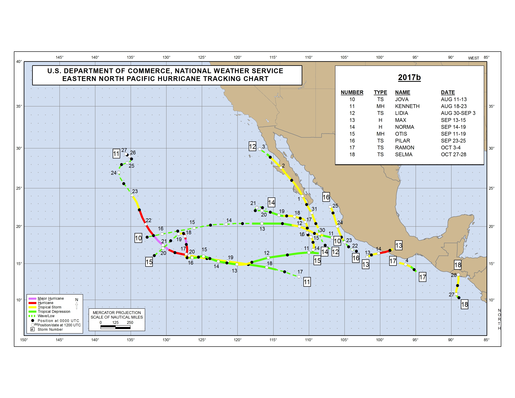 2017 Eastern North Pacific Hurricane Season Track Map Part b