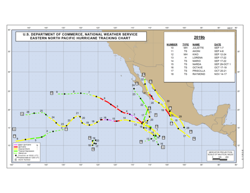 2019 Eastern North Pacific Hurricane Season Track Map Part b