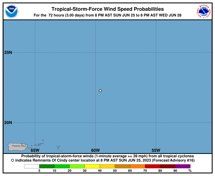 Tropical Storm Force Wind Speed Probabilities - 72 Hours