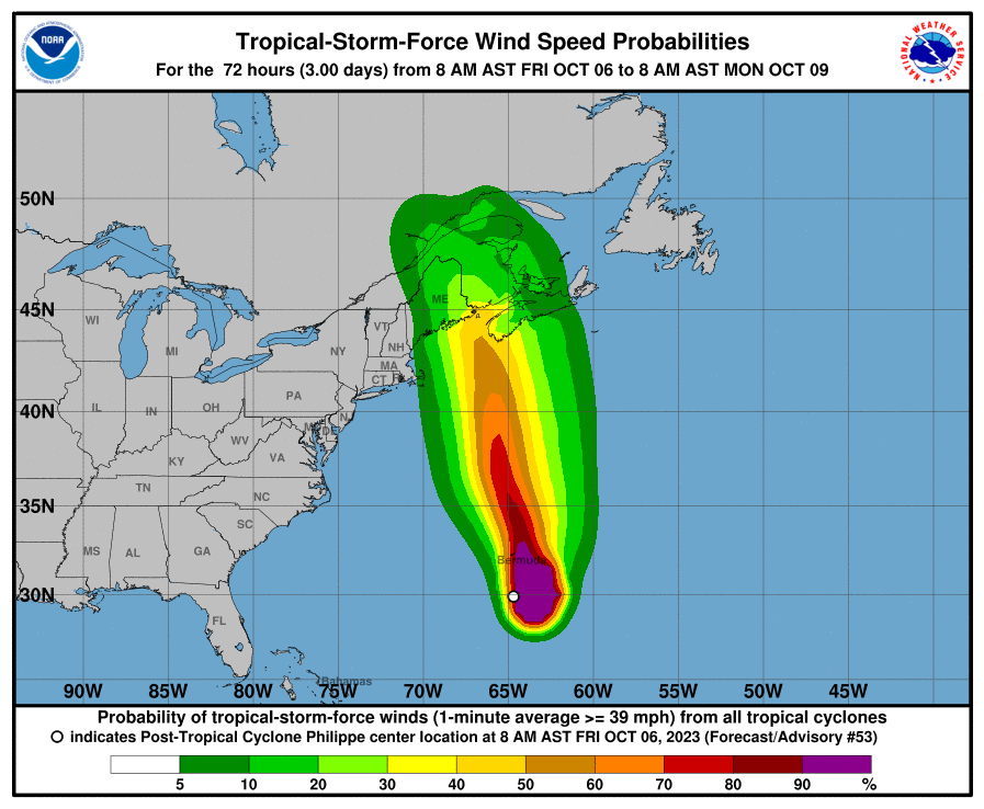 Tropical Storm Force Wind Speed Probabilities - 72 Hours