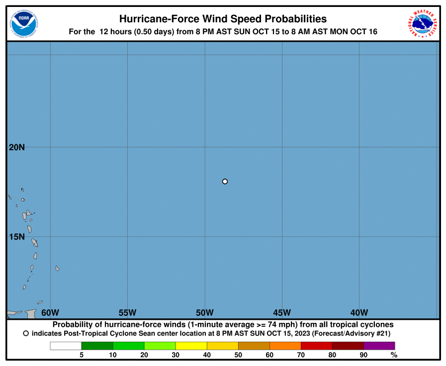 Hurricane Force Wind Speed Probabilities - 12 Hours