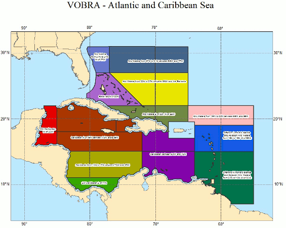 [map of VOBRA Atlantic/Caribbean Area of Responsibility]