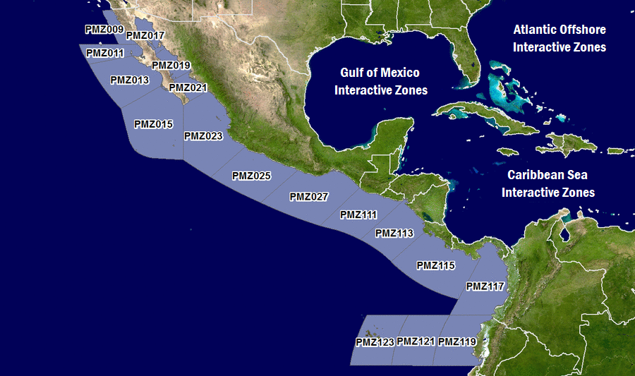 Map of NHC/TAFB East Pac Offshore Zones