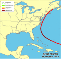 Click for a larger map of the Great Atlantic Hurricane of 1944