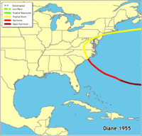 Click for a larger map of Hurricane Diane 1955