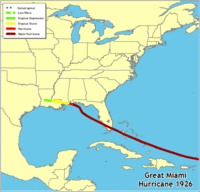 Click for a larger map of the Great Miami Hurricane of 1926