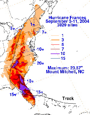 Hurricane Frances Rainfall - Hydrologic Prediction Center, NOAA