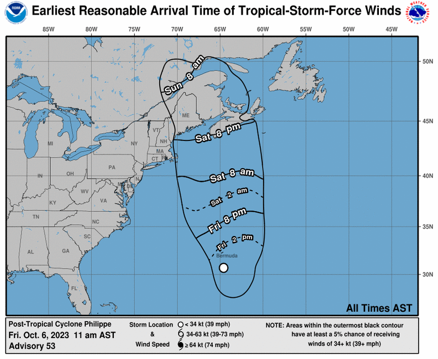 Earliest Reasonable Time of Arrival of 34-knot winds
