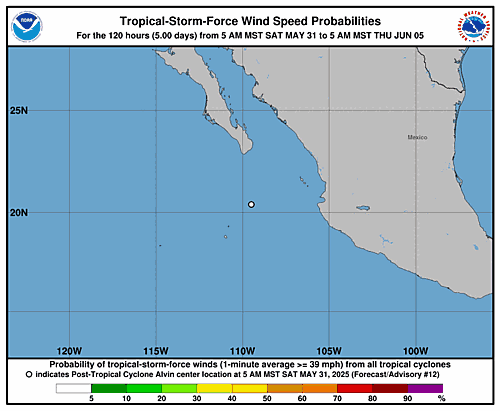 Tropical Storm Alvin 34-Knot Wind Speed Probabilities