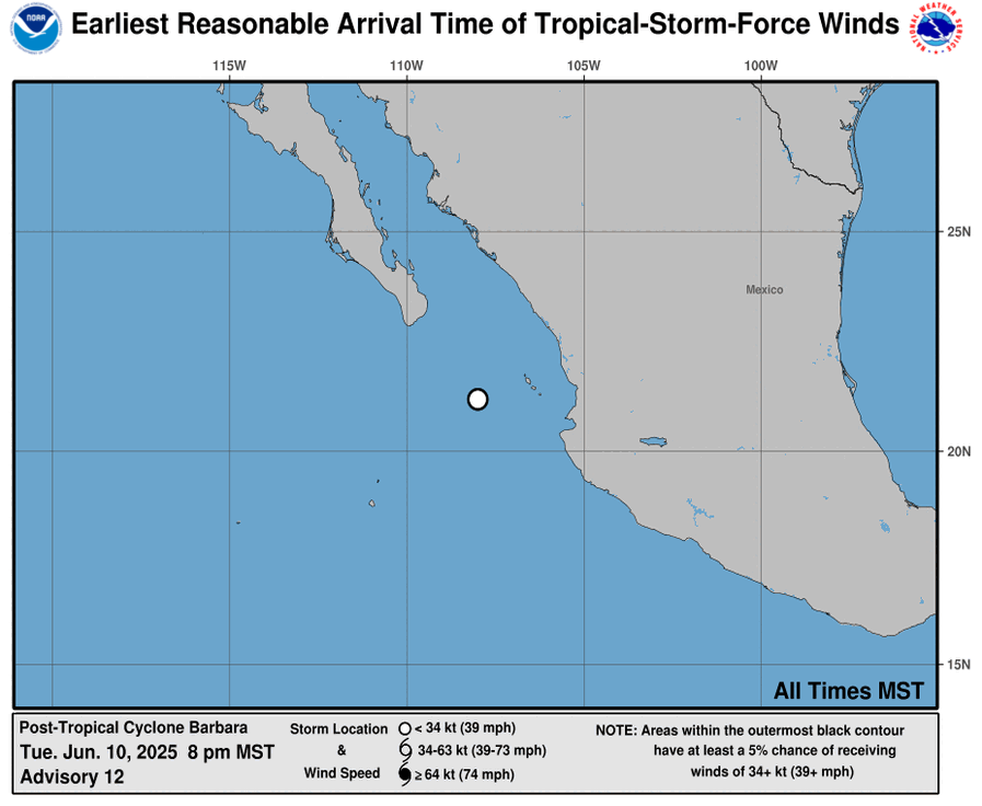 Earliest Reasonable Time of Arrival of 34-knot winds