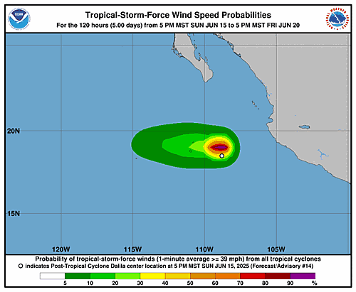 Potential Tropical Cyclone Four-E 34-Knot Wind Speed Probabilities